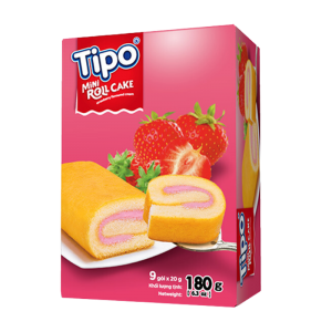 Tipo Bánh Bông Lan Cuộn Kem Hương Dâu 180g